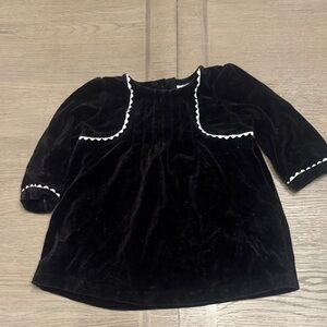Hanna Andersson Black Velvet Dress with White Trim